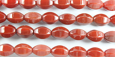 Red Agate 6 Sided Oval 8x12mm 15.5" Wholesale Jewelry Supplies