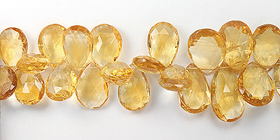 Citrine Faceted Flat Teardrop Graduated 9 Wholesale Jewelry Supplies