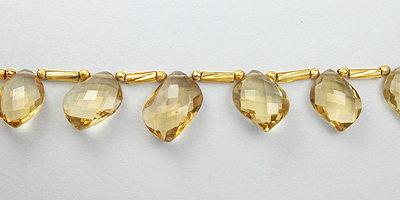 Citrine Faceted Flat Drop Graduated 11x8-15x10mm 10" Wholesale Jewelry Supplies