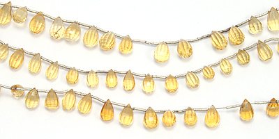 Citrine Faceted Carved Teardrop Graduated 7x5-11.5x7mm 9 Wholesale Jewelry Supplies