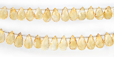 Citrine Faceted Teardrop Graduated 6x4.6-10x6mm 7.5" Wholesale Jewelry Supplies