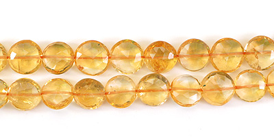 Citrine Faceted Coin 9mm 17" Wholesale Jewelry Supplies