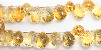 Citrine Faceted Teardrop Graduated 12x11-23x11mm 10 Wholesale Jewelry Supplies