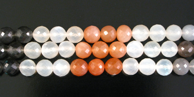 Multi-Color Moonstone Faceted Round 7mm 10 Wholesale Jewelry Supplies