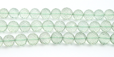 Green Amethyst Faceted Round 8.8-9.5mm 9" Wholesale Jewelry Supplies