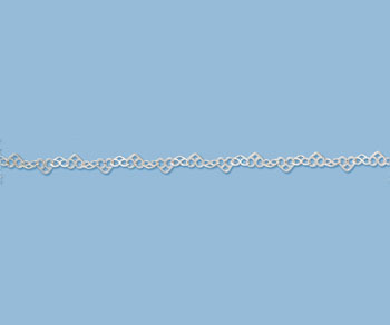 Sterling Silver Flat Heart Cable Chain 4mm alt=