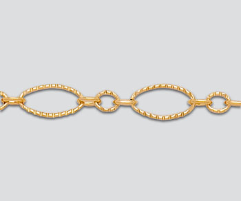 Gold Filled Corrugated Oval Long & Short Chain 7.8x3.4mm alt=