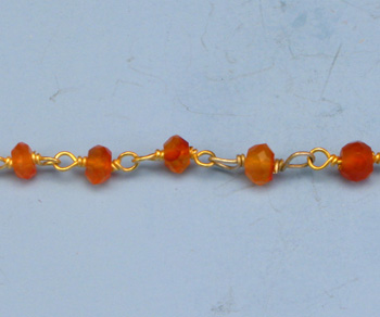 Gold Plated Over Silver Chain w/ Carenlian Stone 3-4mm alt=