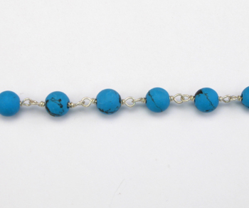 Sterling Silver Chain with Turquoise 4mm alt=