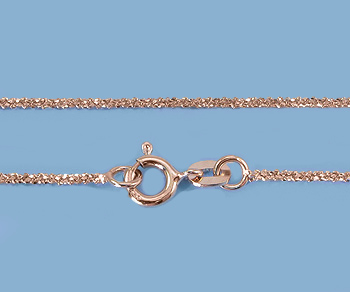 Sterling Silver Chain Dia Cut Rope ( Rose Plated) 1.4mm 18 inch alt=