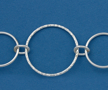 Silver Filled Chain 20mm Hammered 14mm Smooth alt=