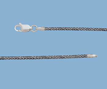Sterling Silver Dia. Cut Snake Bracelet 2 Tone (Gunmetal / Silver) 1.62mm 7.5 inch alt=