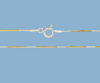 Gold Plated over Silver Snake Chain Diamond Cut (Gold/Silver) .85mm 18 inch alt=