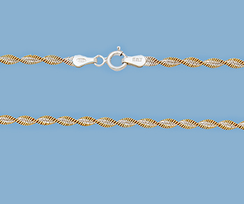 Gold Plated over Silver Chain Twisted Magic (Yellow / Silver) 2.7mm 16 inch alt=