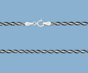 Sterling Silver ChainTwisted Magic (Gun Metal / Silver) 2.7mm 18 inch alt=