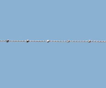 Sterling Silver Satellite Chain Dia 1.2mm Cable w/ 2.4mm Faceted Bead alt=