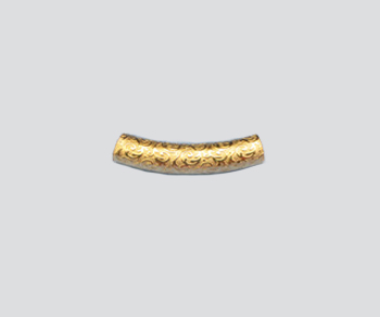 Gold Filled Curved Tube w/ Pattern 5x25mm alt=