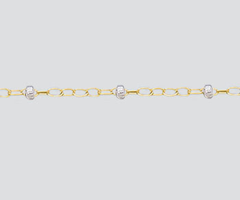 Gold Filled Satellite 1.4mm Flat Cable w/ Sterling 2.2mm Bead Chain alt=
