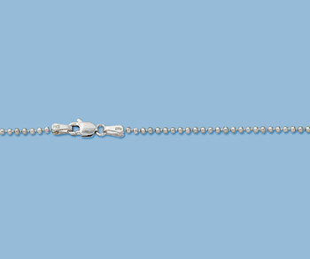 14K Ball Chain Diamond Cut 1.5mm 16 inch White Gold alt=