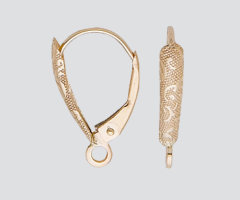 14K Lever Back w/ Tube Shield 9.5x16mm alt=