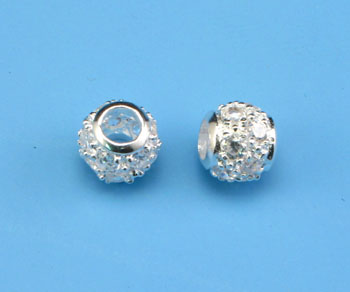 Sterling Silver CZ Bead 6mm for 2.6mm Malibu Bracelets alt=