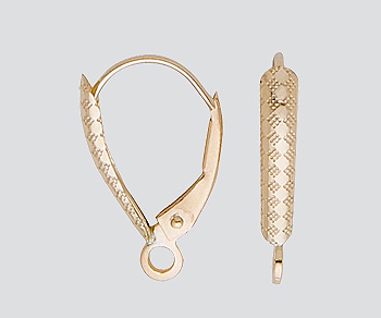 14K Lever Back w/ Tube Shield 9.5x16mm alt=