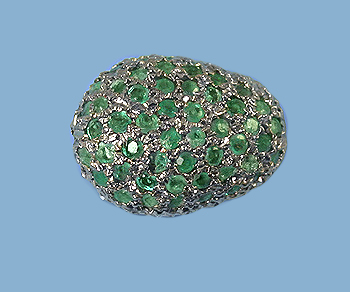 Sterling Silver Beads with Pave Emerald Nugget 11x15mm alt=