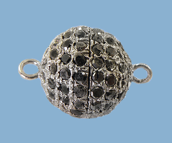 Sterling Silver Clasp with Black Pave Diamonds Magnetic 12mm alt=