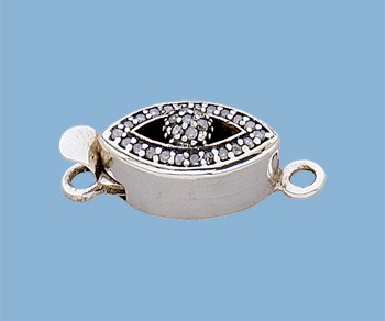 Sterling Silver Clasp w/Pave Diamonds Mq. 17x9x7mm alt=