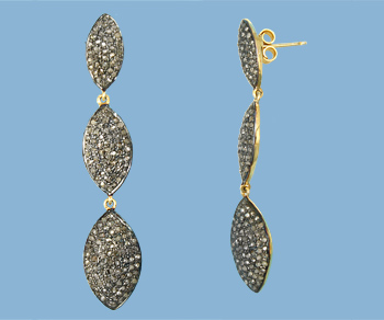 Gold Plated over Silver Earrings w/ Pave Diamonds (largest link - 12.5x28mm) alt=