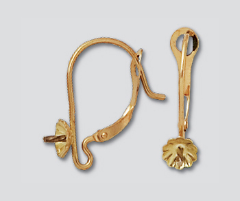 14K Lever Back Hinged 16x15.5mm w/ 4.5mm Cup alt=