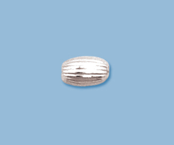 Sterling Silver Bead Corrugated Oval 5x8mm alt=