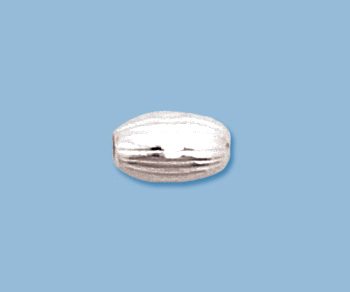 Sterling Silver Bead Corrugated Oval 6x10mm alt=