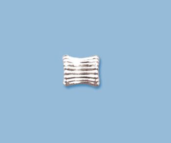 Sterling Silver Bead Corrugated Tube 5.5x6.5mm alt=