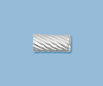 Sterling Silver Bead Twisted Tube 5x11.5mm alt=