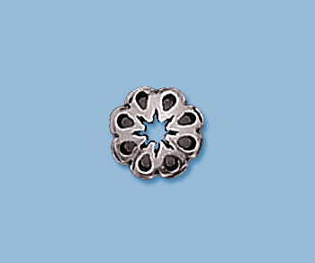 Sterling Silver Bead Cap Fancy 9mm alt=