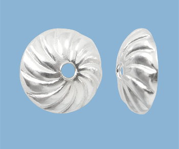 Sterling Silver Bead Cap Swirl 6mm alt=