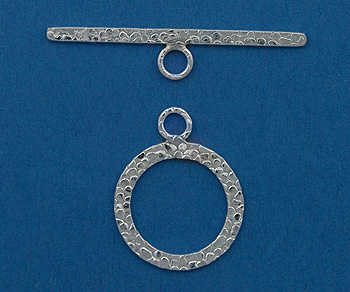 Silver Filled Toggle Clasp Flat & Textured 15mm alt=