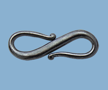 Sterling Silver S - Hook Clasp (Oxidized) 17mm alt=