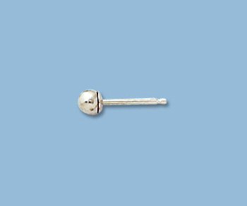14K Ball Earring 3mm White Gold alt=