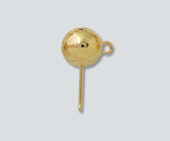 14K Ball Earring 7mm w/ Ring alt=