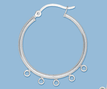 Sterling Silver Hoops w/ 5 Rings 25mm alt=