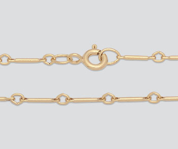 Gold Filled Bar & Ring Chain 8mm Bar - 2.2mm 16 inch Wholesale Jewelry Supplies