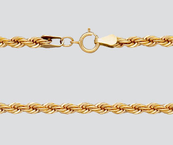 Gold Filled French Rope Chain 3mm 24 inch alt=