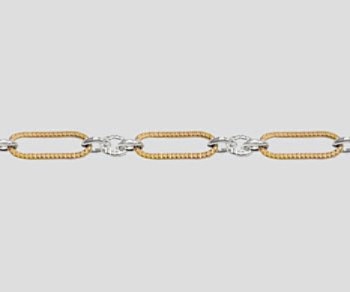 Gold Filled Knurled Long & Short 6.5x2mm Chain w/ Sterling 1.8mm Cable alt=