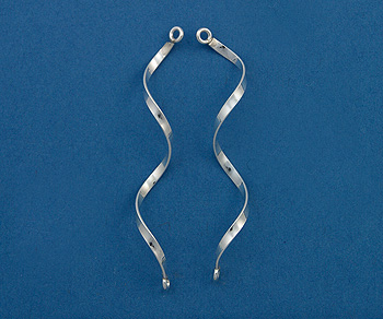 Silver Filled Swirl Component w 2 Jump Rings 45.5x5.5mm alt=