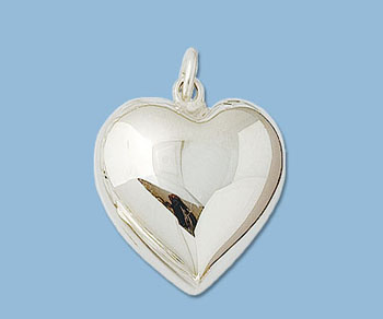 Sterling Silver Charm Puffed Heart 17x20mm alt=