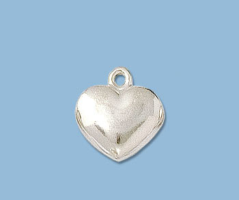Sterling Silver Charm Puffed Heart 11mm alt=