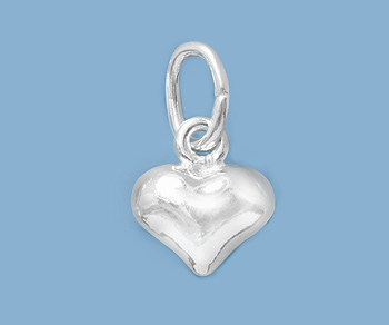 Silver Filled Charm Puffed Heart 6.5x5mm alt=
