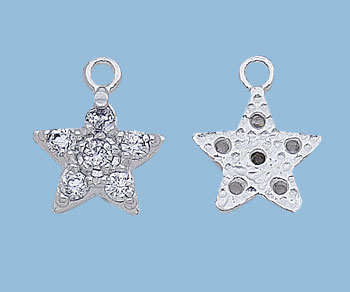 Sterling Silver Charm Star w/ CZ 7.8mm alt=